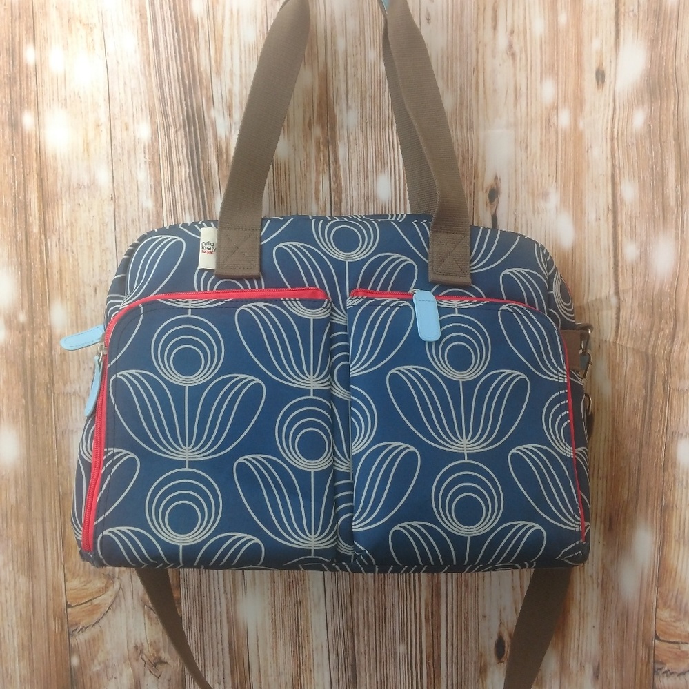 Diaper Bag-Orla Kiely, Blue and White